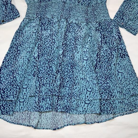 Rails Dress Size XL Blue Jasmine Jewel Cheetah Print Tiered Smocked Waist NWT - Picture 3 of 16